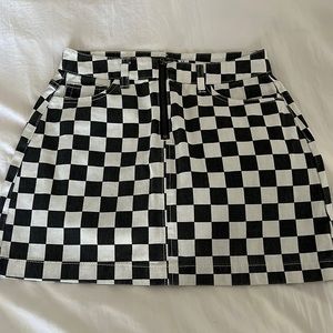 patterned jean skirt